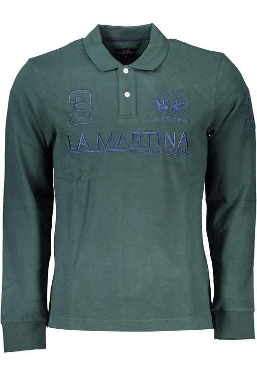 La Martina Green Mens Long Sleeve Polo Shirt